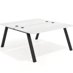 Mesa multipuesto UvePro Bench fondo 166 cm, sobre curvo, estructura negra