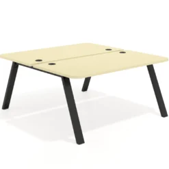 Mesa multipuesto UvePro Bench fondo 166 cm, sobre curvo, estructura negra