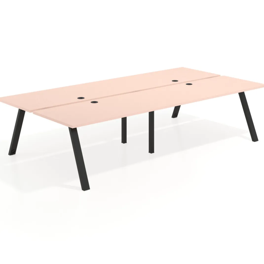 Mesa multipuesto UvePro Bench doble, fondo 166 cm, estructura negra