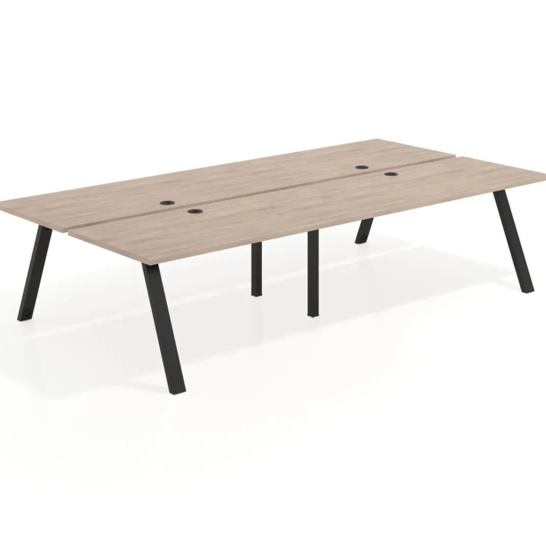 Mesa multipuesto UvePro Bench doble, fondo 166 cm, estructura negra