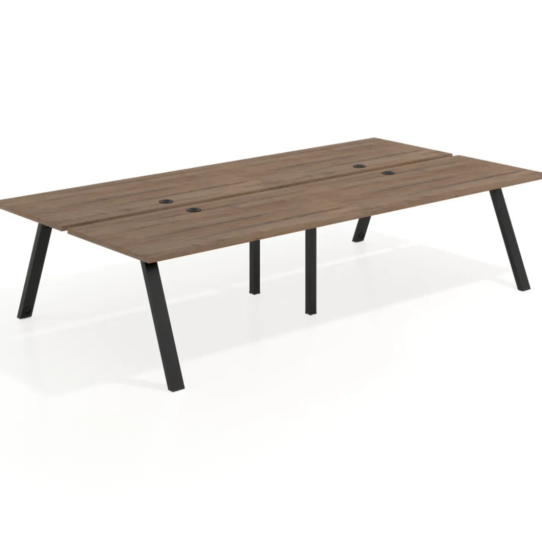 Mesa multipuesto UvePro Bench doble, fondo 166 cm, estructura negra
