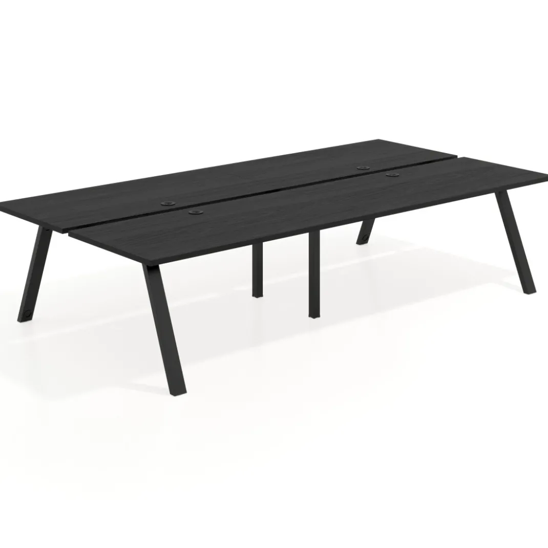 Mesa multipuesto UvePro Bench doble, fondo 166 cm, estructura negra