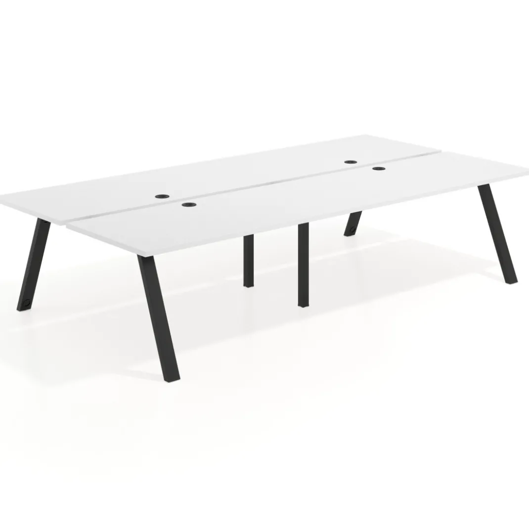 Mesa multipuesto UvePro Bench doble, fondo 166 cm, estructura negra