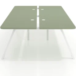 Mesa multipuesto UvePro Bench doble, fondo 166 cm, sobre curvo, estructura blanca