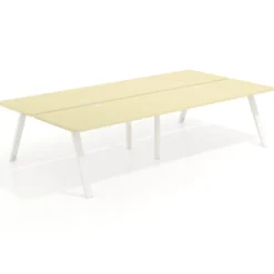 Mesa multipuesto UvePro Bench doble, fondo 166 cm, sobre curvo, estructura blanca