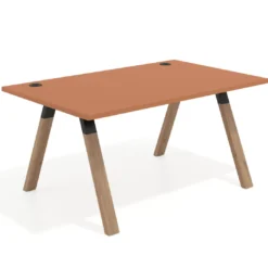 Mesa oficina de diseño UvePro fondo 100cm, estructura negra, patas de madera