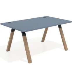 Mesa oficina de diseño UvePro fondo 100cm, estructura negra, patas de madera