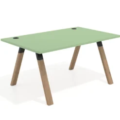 Mesa oficina de diseño UvePro fondo 100cm, estructura negra, patas de madera