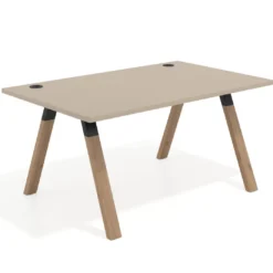 Mesa oficina de diseño UvePro fondo 100cm, estructura negra, patas de madera