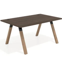 Mesa oficina de diseño UvePro fondo 100cm, estructura negra, patas de madera