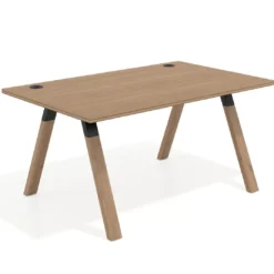Mesa oficina de diseño UvePro fondo 100cm, estructura negra, patas de madera