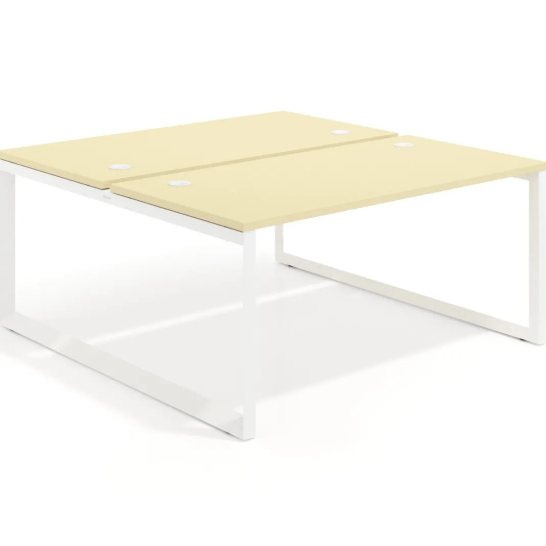 Mesa oficina multipuesto bench Delta fondo 166cm estructura blanca