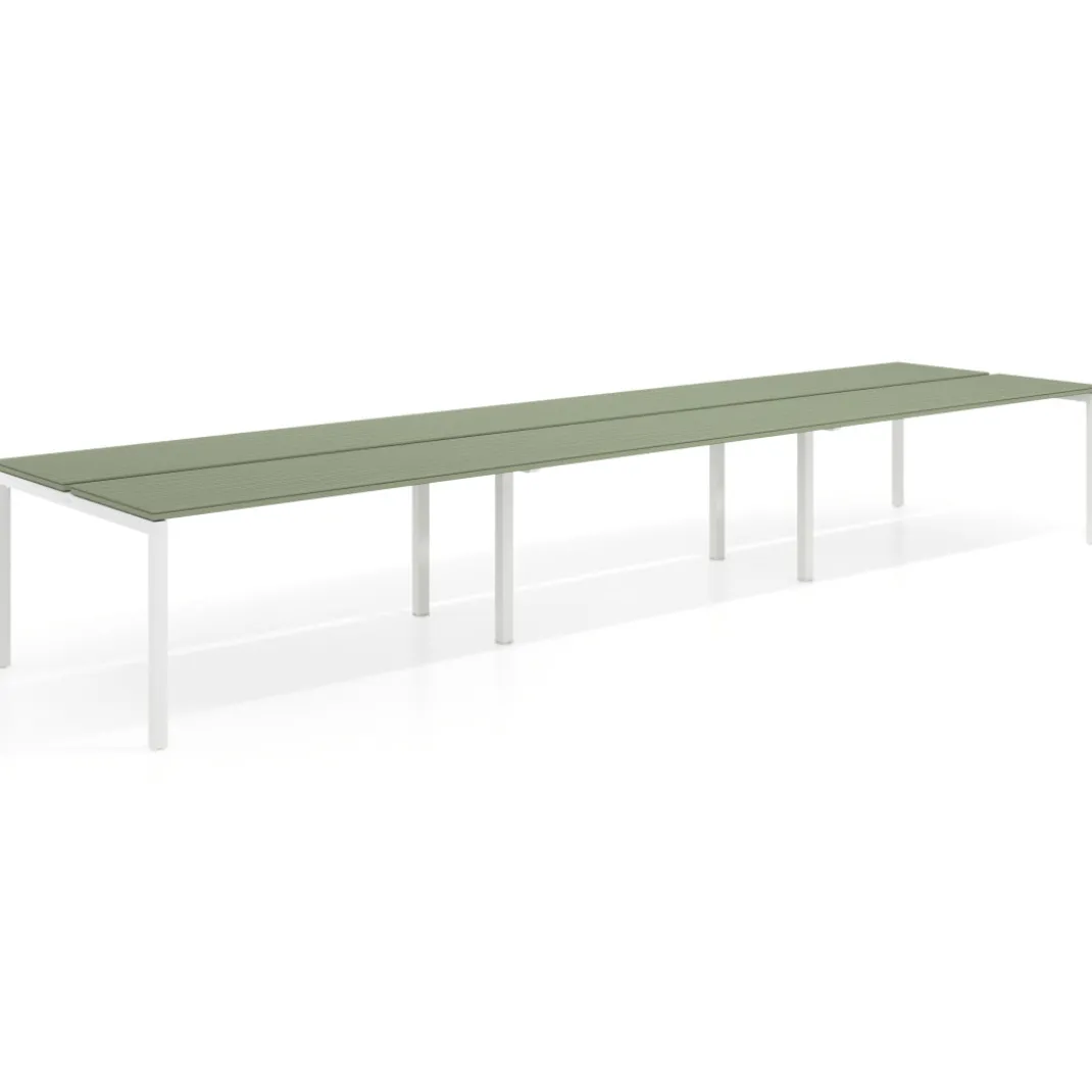 Mesa oficina multipuesto bench triple Kube, fondo 126 cm, estructura blanco
