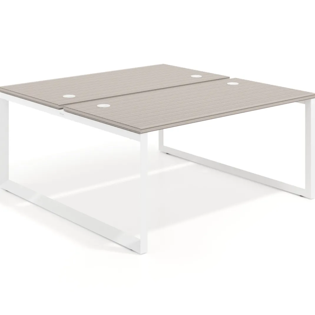 Mesa oficina multipuesto bench Delta fondo 166cm estructura blanca