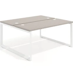 Mesa oficina multipuesto bench Delta fondo 142cm estructura blanca