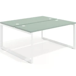 Mesa oficina multipuesto bench Delta fondo 142cm estructura blanca