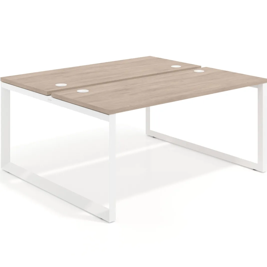 Mesa oficina multipuesto bench Delta fondo 142cm estructura blanca