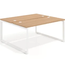 Mesa oficina multipuesto bench Delta fondo 142cm estructura blanca