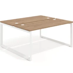 Mesa oficina multipuesto bench Delta fondo 142cm estructura blanca
