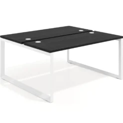 Mesa oficina multipuesto bench Delta fondo 142cm estructura blanca