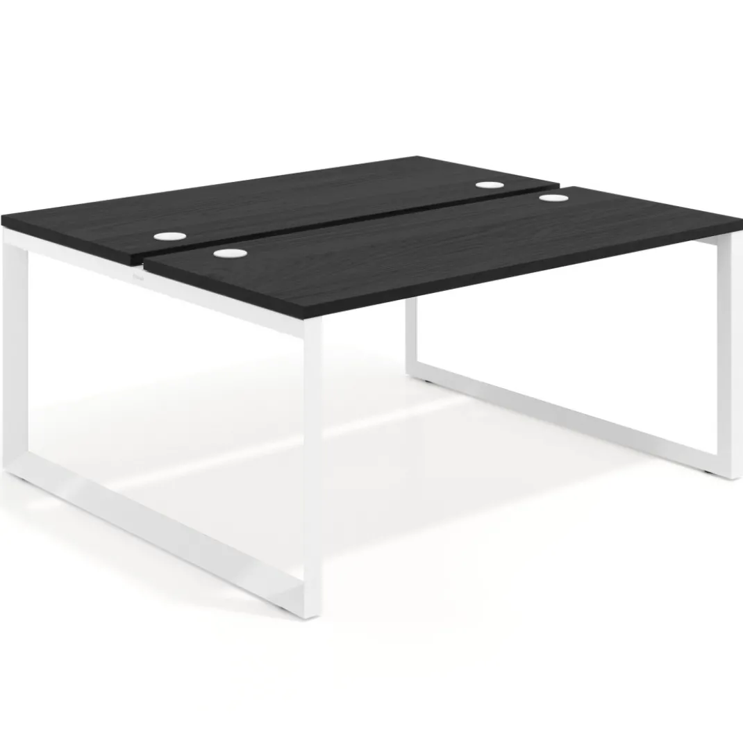 Mesa oficina multipuesto bench Delta fondo 142cm estructura blanca
