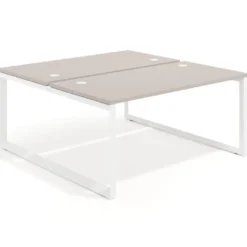 Mesa oficina multipuesto bench Delta fondo 166cm estructura blanca