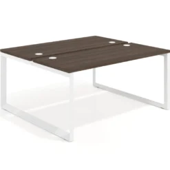 Mesa oficina multipuesto bench Delta fondo 142cm estructura blanca