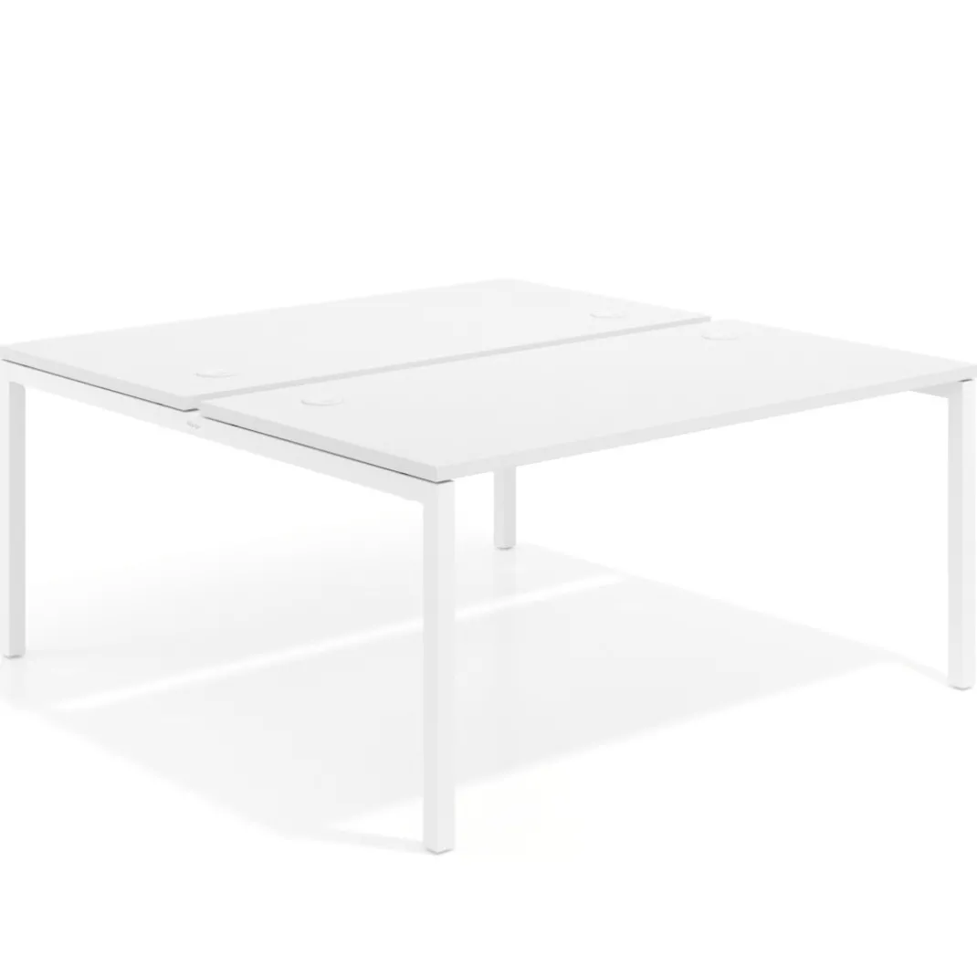 Mesa oficina multipuesto bench Kube fondo 166 cm estructura blanca