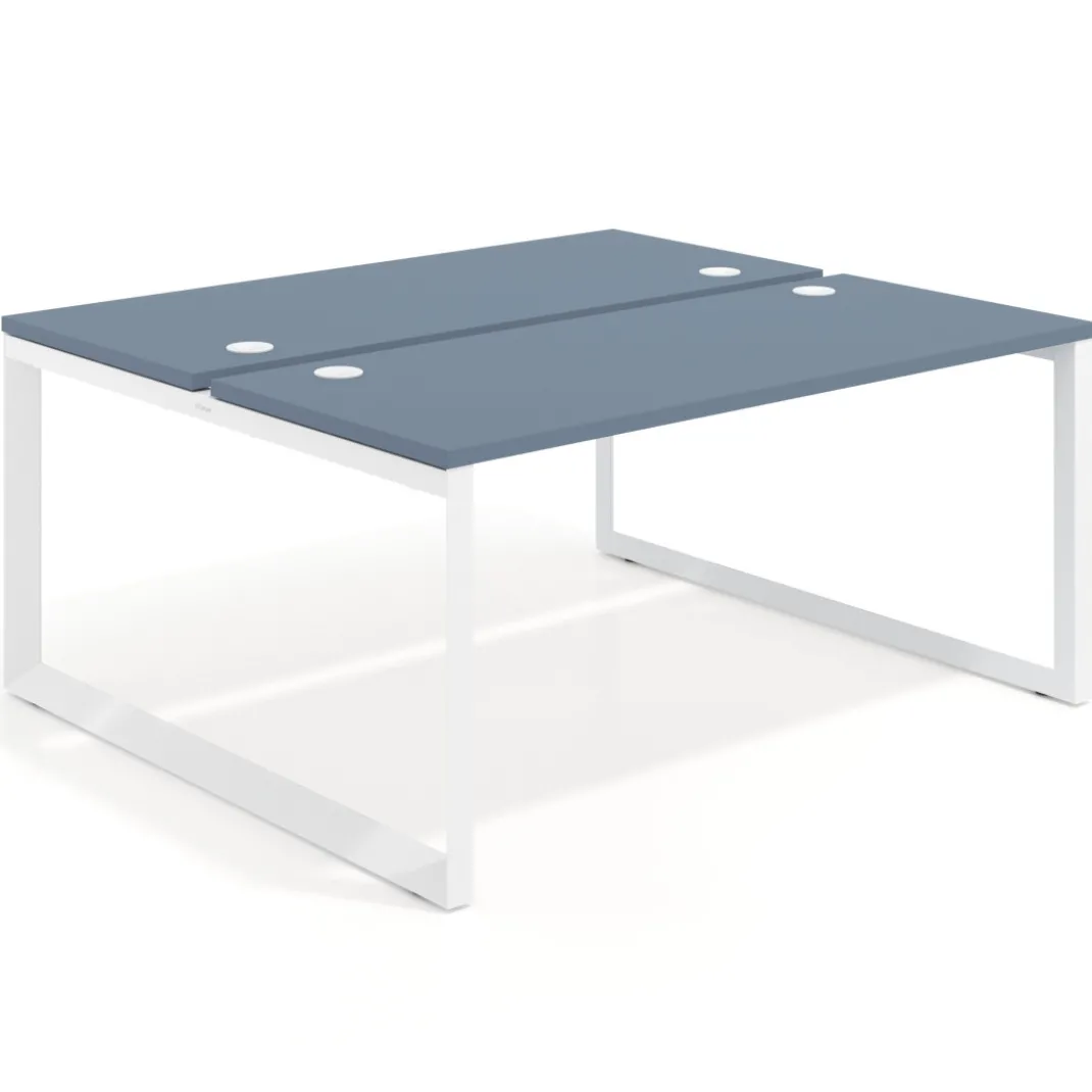 Mesa oficina multipuesto bench Delta fondo 142cm estructura blanca