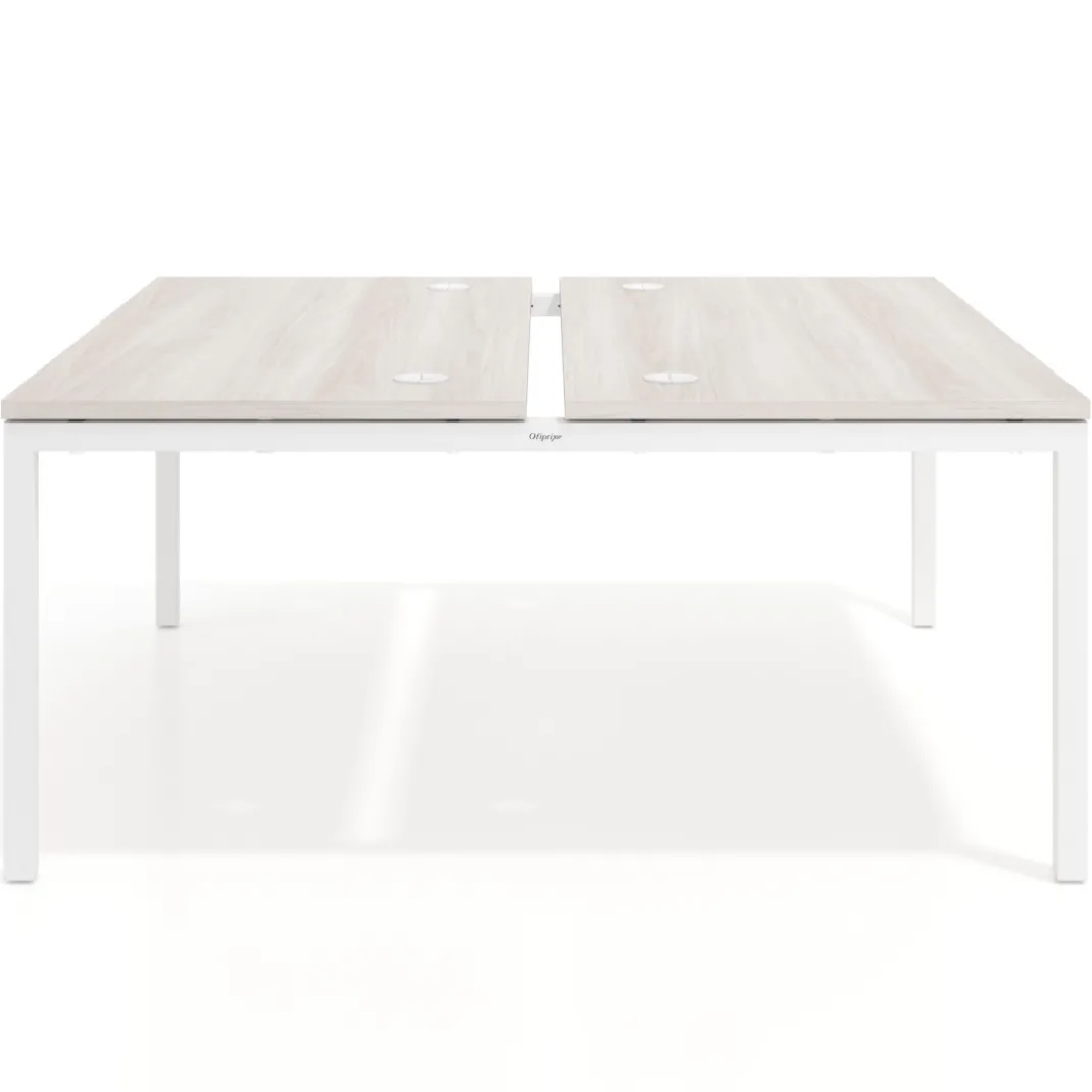 Mesa oficina multipuesto bench Kube fondo 166 cm estructura blanca