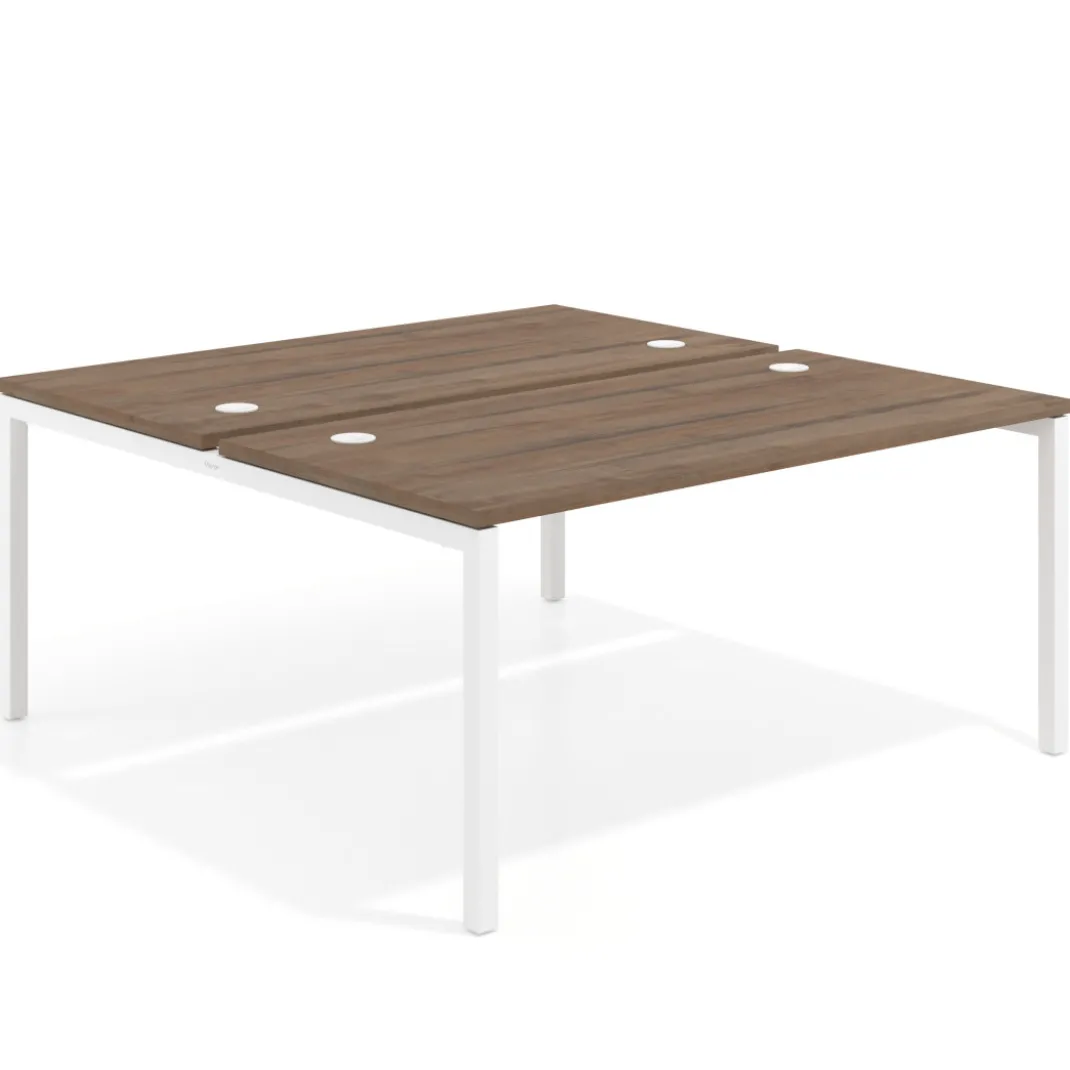 Mesa oficina multipuesto bench Kube fondo 166 cm estructura blanca