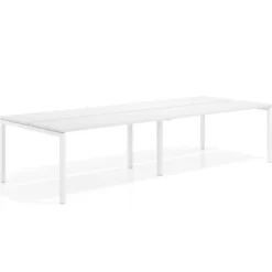 Mesa oficina multipuesto bench doble Kube, fondo 126 cm, estructura blanco