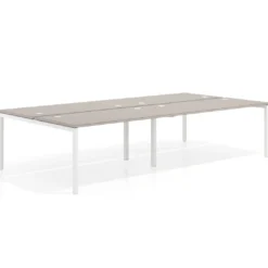Mesa oficina multipuesto bench Kube doble, fondo 166 cm, estructura blanco