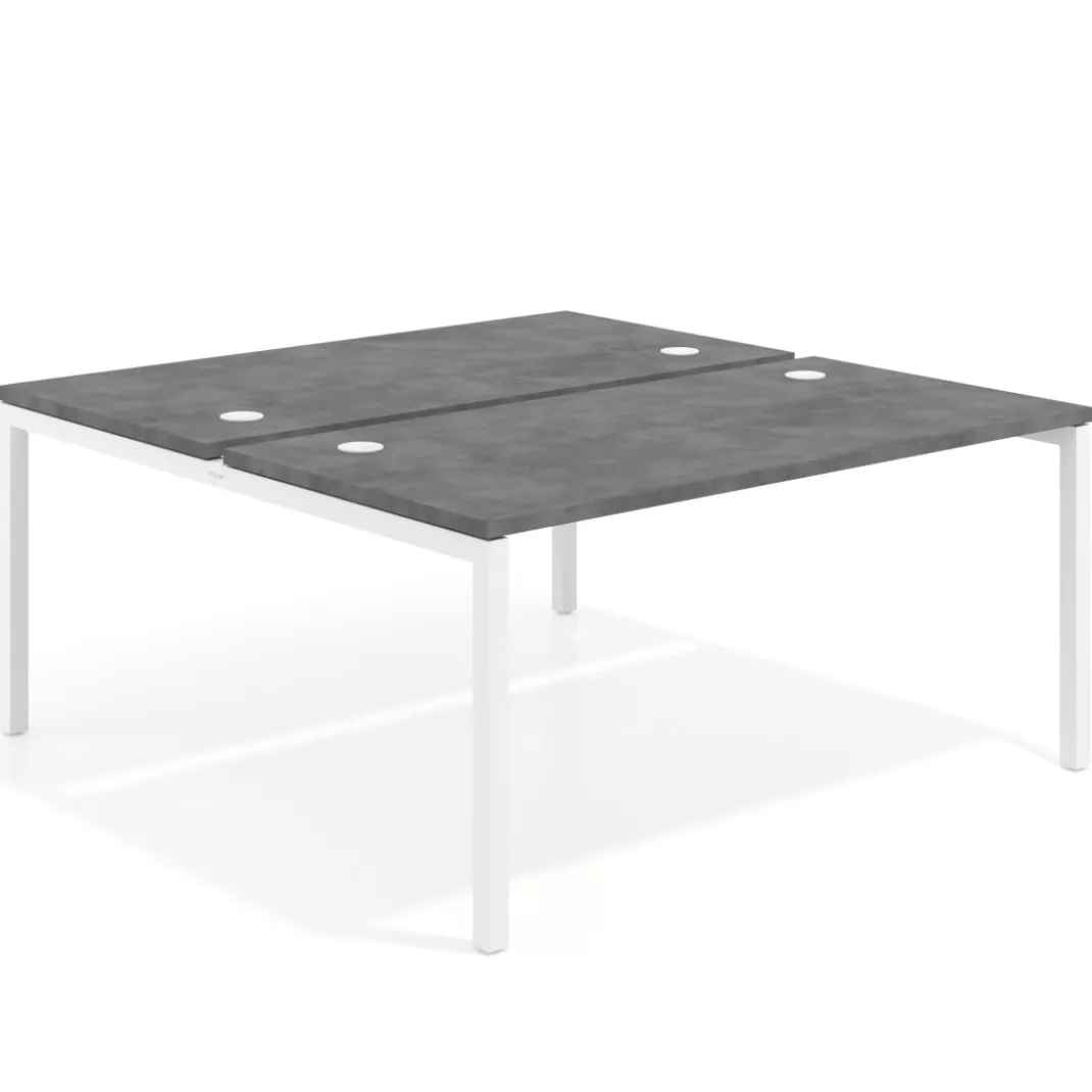 Mesa oficina multipuesto bench Kube fondo 166 cm estructura blanca