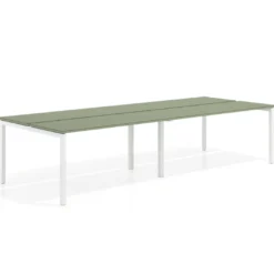 Mesa oficina multipuesto bench doble Kube, fondo 126 cm, estructura blanco