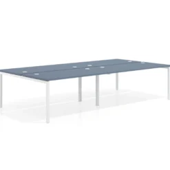 Mesa oficina multipuesto bench Kube doble, fondo 166 cm, estructura blanco