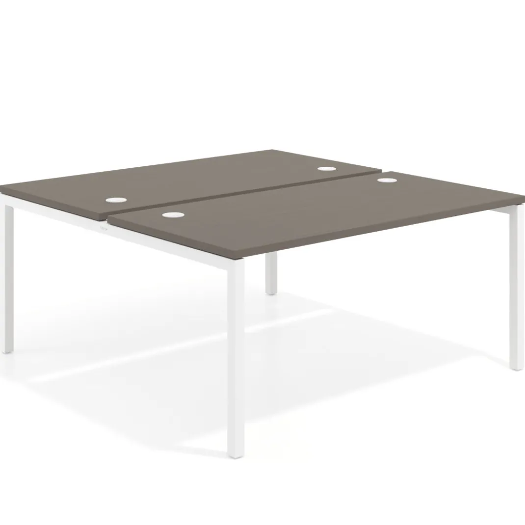 Mesa oficina multipuesto bench Kube fondo 166 cm estructura blanca