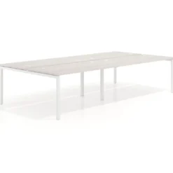 Mesa oficina multipuesto bench Kube doble, fondo 166 cm, estructura blanco