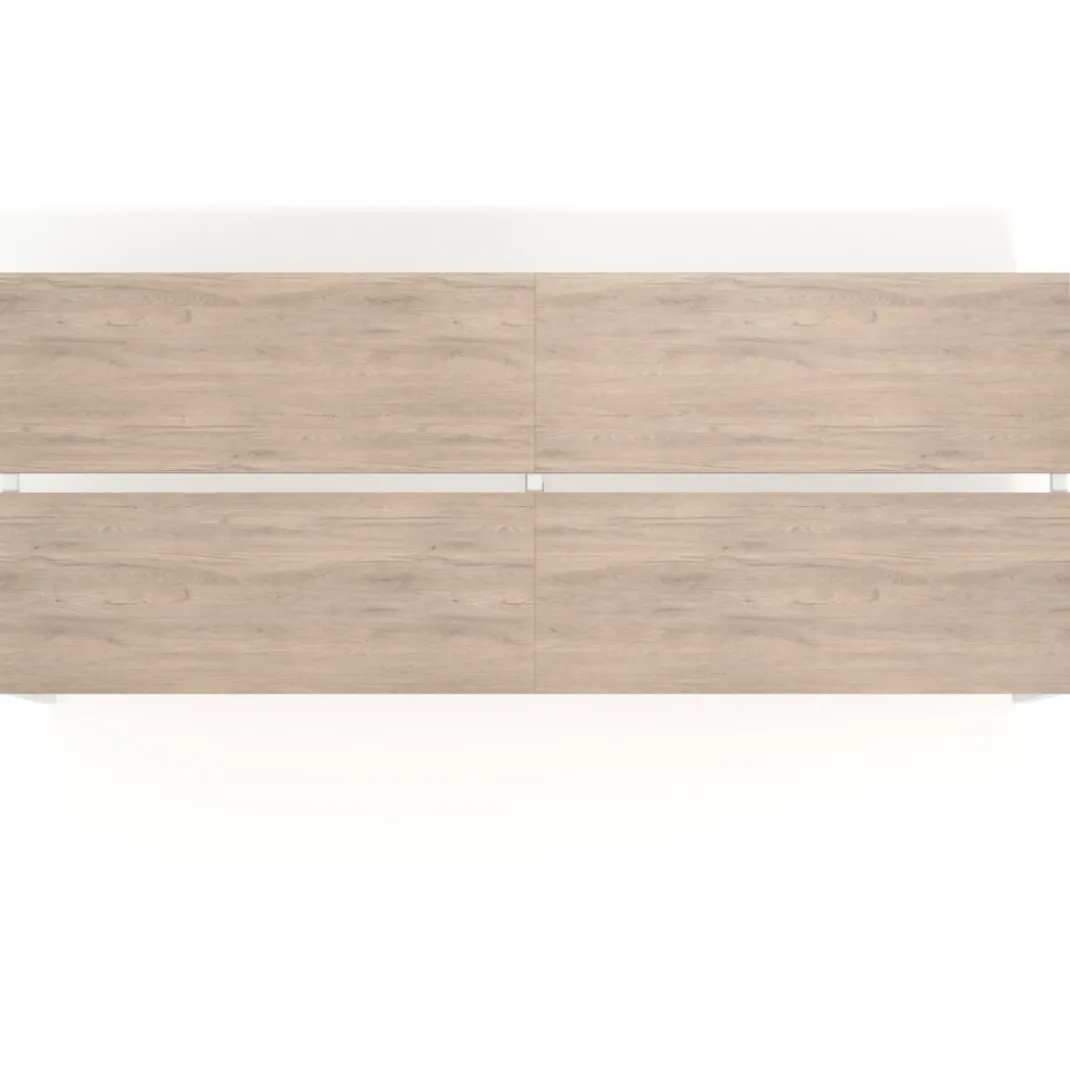 Mesa oficina multipuesto bench doble Kube, fondo 126 cm, estructura blanco