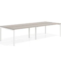 Mesa oficina multipuesto bench doble Kube, fondo 126 cm, estructura blanco
