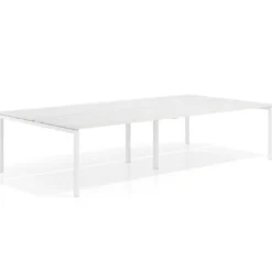Mesa oficina multipuesto bench Kube doble, fondo 166 cm, estructura blanco