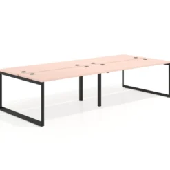 Mesa oficina multipuesto bench Delta doble, fondo 142cm, estructura negra