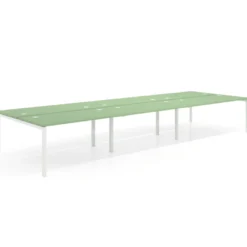 Mesa oficina multipuesto bench Kube triple, fondo 166 cm, estructura blanco