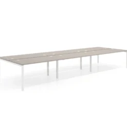 Mesa oficina multipuesto bench Kube triple, fondo 166 cm, estructura blanco
