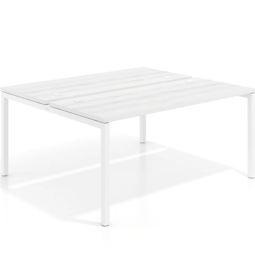 Mesa oficina multipuesto bench Kube fondo 142cm estructura blanca