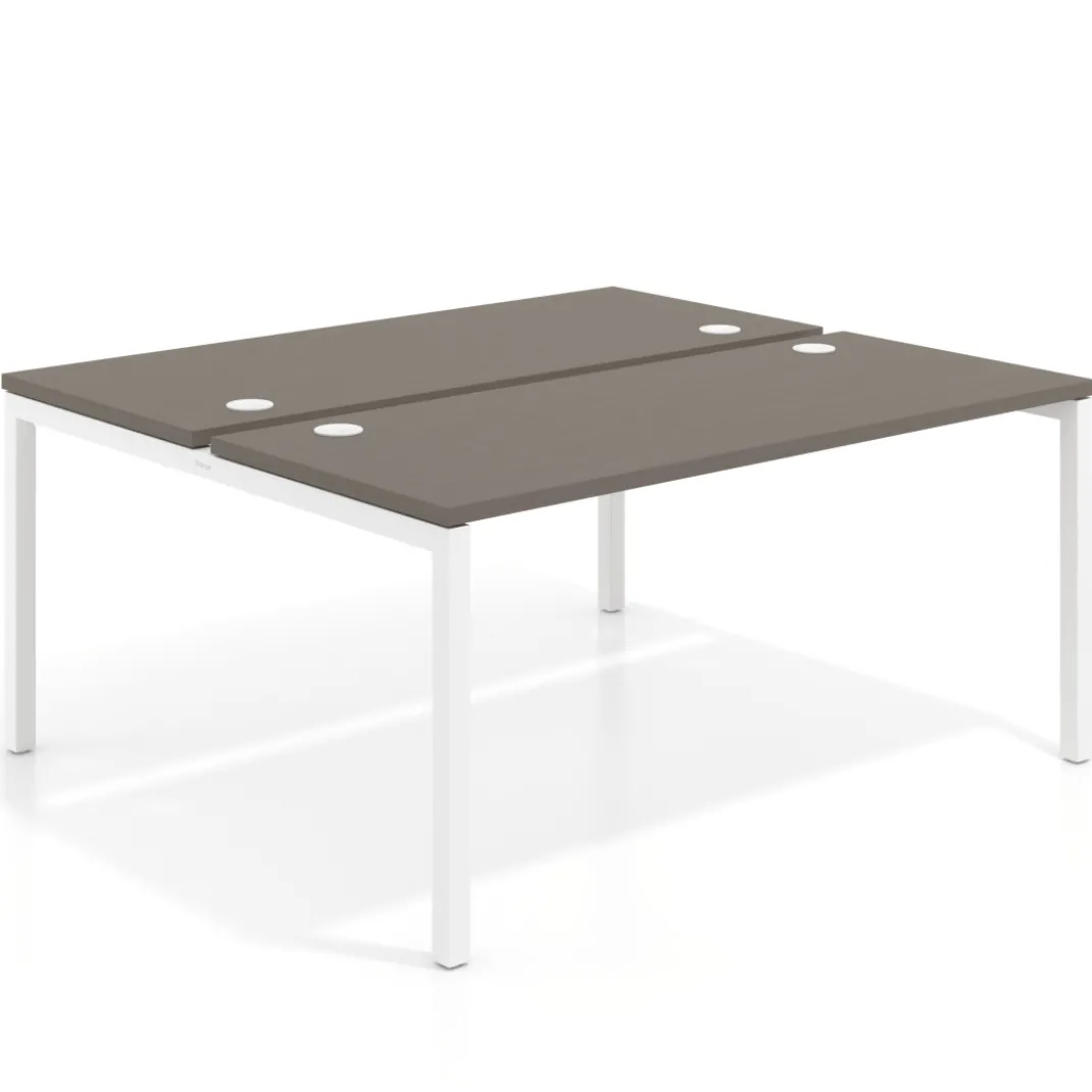 Mesa oficina multipuesto bench Kube fondo 142cm estructura blanca