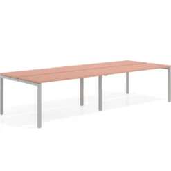 Mesa oficina multipuesto bench doble Kube, fondo 126 cm, estructura aluminio