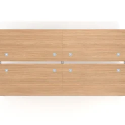 Mesa oficina multipuesto bench Kube doble, fondo 166 cm, estructura aluminio