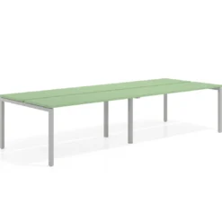 Mesa oficina multipuesto bench doble Kube, fondo 126 cm, estructura aluminio