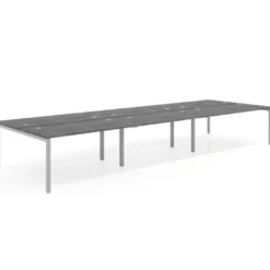 Mesa oficina multipuesto bench Kube triple, fondo 166 cm, estructura aluminio
